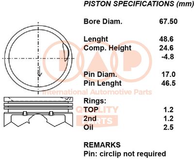  10007093 IAP QUALITY PARTS Поршень