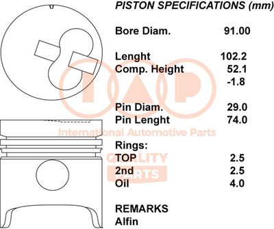  10117040 IAP QUALITY PARTS Поршень