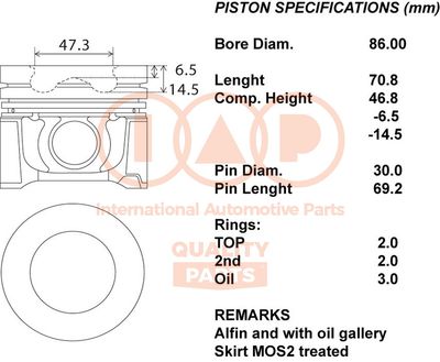  10011052 IAP QUALITY PARTS Поршень