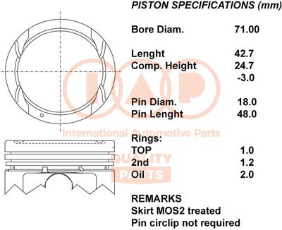  10007149 IAP QUALITY PARTS Поршень