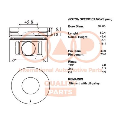  10017148 IAP QUALITY PARTS Поршень