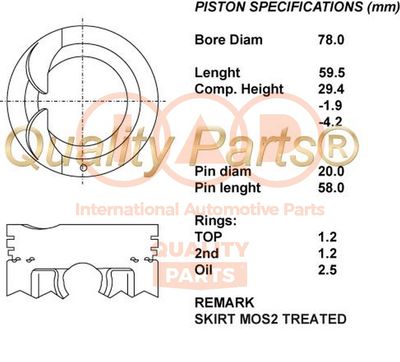  10016097 IAP QUALITY PARTS Поршень