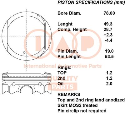  10013188 IAP QUALITY PARTS Поршень