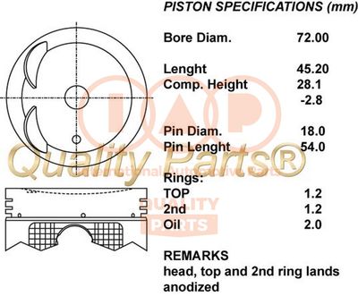  10003102 IAP QUALITY PARTS Поршень