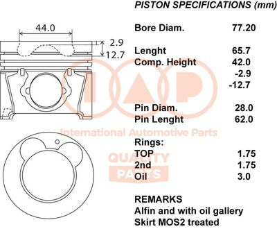  10021104 IAP QUALITY PARTS Поршень