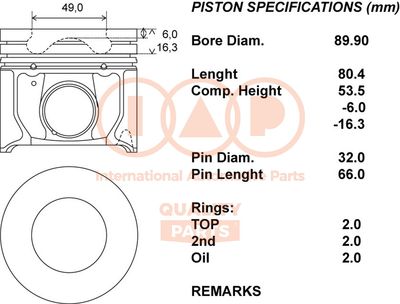  10014038 IAP QUALITY PARTS Поршень