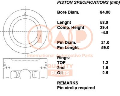  10016156 IAP QUALITY PARTS Поршень