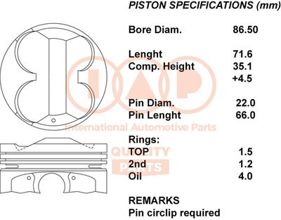  10017097 IAP QUALITY PARTS Поршень