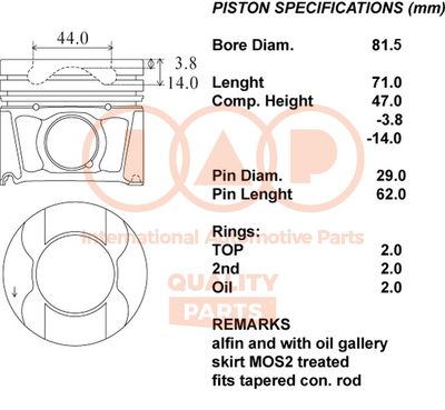  10014081 IAP QUALITY PARTS Поршень