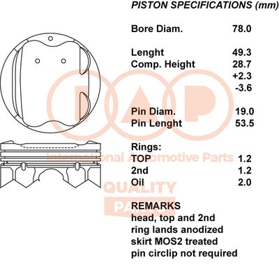  10013112 IAP QUALITY PARTS Поршень