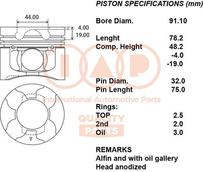  10012036 IAP QUALITY PARTS Поршень