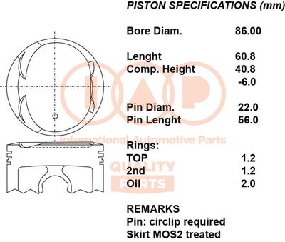  10017108 IAP QUALITY PARTS Поршень