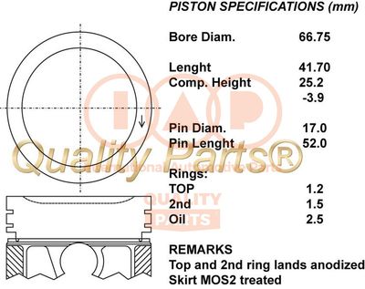  10000111 IAP QUALITY PARTS Поршень