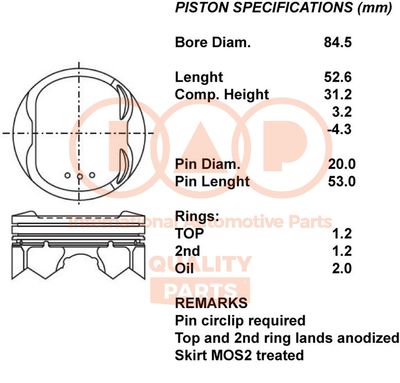  10013111 IAP QUALITY PARTS Поршень