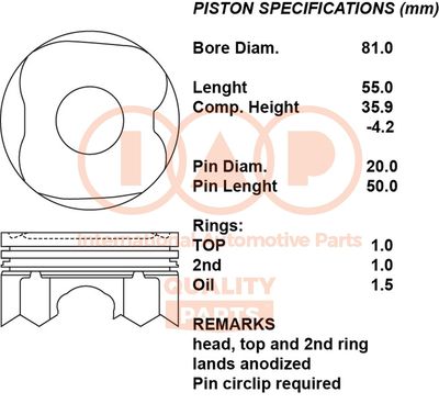  10017195 IAP QUALITY PARTS Поршень