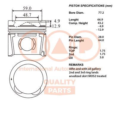  10021108 IAP QUALITY PARTS Поршень