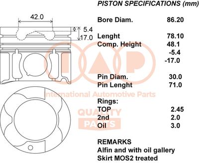  10018034 IAP QUALITY PARTS Поршень