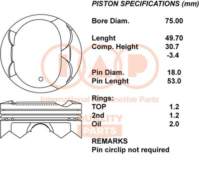  10017002 IAP QUALITY PARTS Поршень