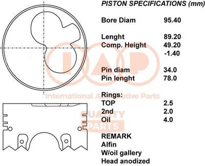  10009019 IAP QUALITY PARTS Поршень