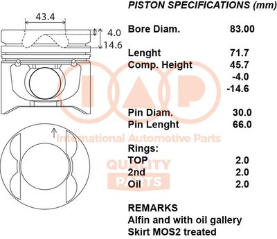  10012090 IAP QUALITY PARTS Поршень