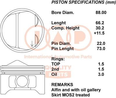  10002011 IAP QUALITY PARTS Поршень