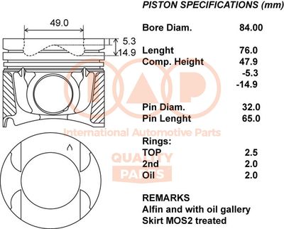  10013174 IAP QUALITY PARTS Поршень