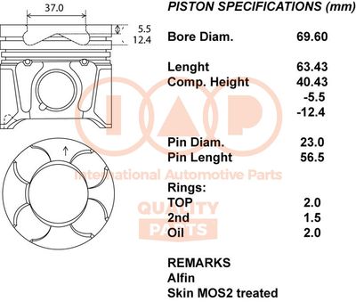  10016077 IAP QUALITY PARTS Поршень