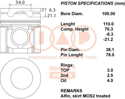  10013071 IAP QUALITY PARTS Поршень