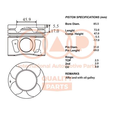  10022033 IAP QUALITY PARTS Поршень