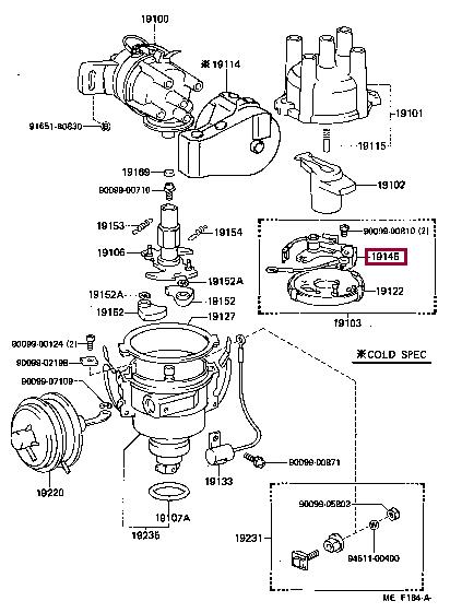  Прерыватель системы зажигания 1914510020 Toyota 19145-10020