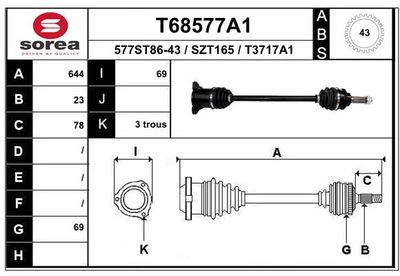  T68577A1 EAI Приводной вал