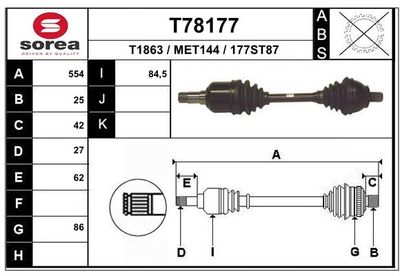  T78177 EAI Приводной вал