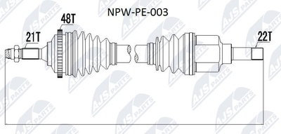  NPWPE003 NTY Приводной вал