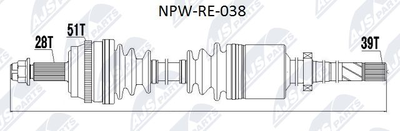  NPWRE038 NTY Приводной вал