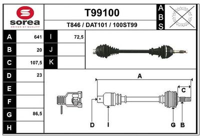  T99100 EAI Приводной вал