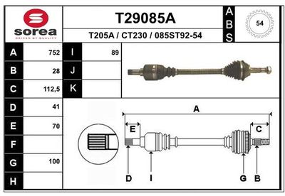  T29085A EAI Приводной вал