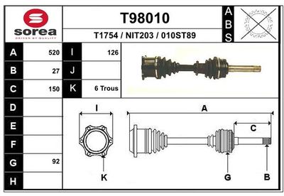  T98010 EAI Приводной вал