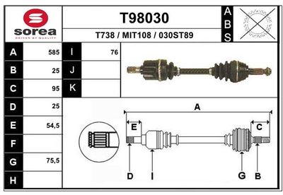  T98030 EAI Приводной вал