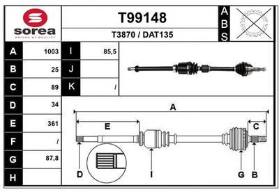  T99148 EAI Приводной вал