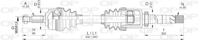  DRS638900 OPEN PARTS Приводной вал