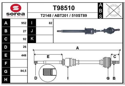  T98510 EAI Приводной вал