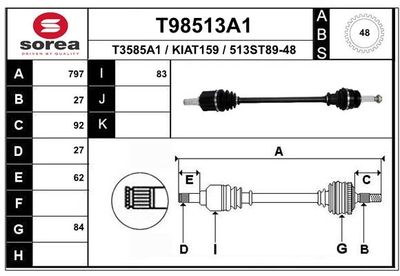  T98513A1 EAI Приводной вал