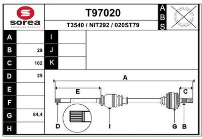  T97020 EAI Приводной вал