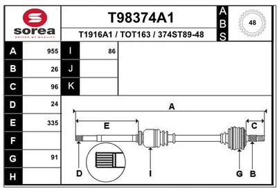  T98374A1 EAI Приводной вал