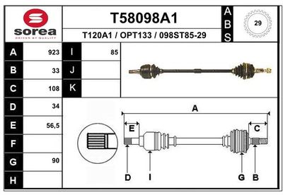  T58098A1 EAI Приводной вал