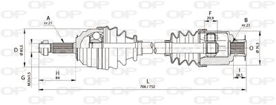  DRS613600 OPEN PARTS Приводной вал