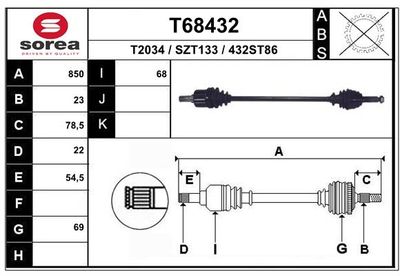  T68432 EAI Приводной вал