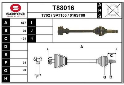  T88016 EAI Приводной вал