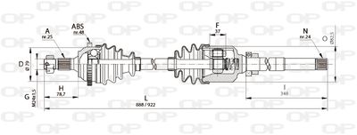  DRS613000 OPEN PARTS Приводной вал