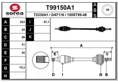  T99150A1 EAI Приводной вал